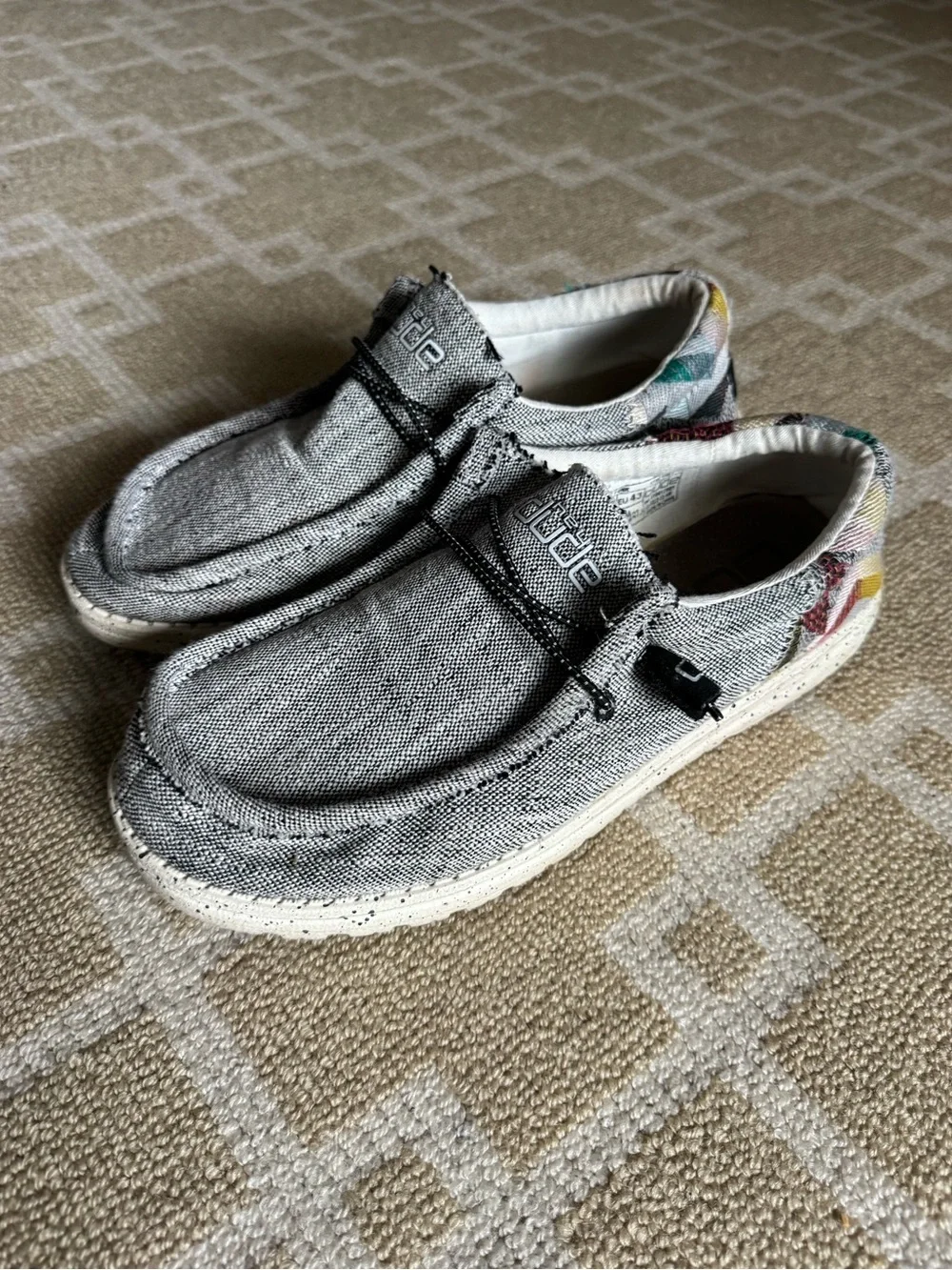 Hey Dude Wally Funk Grey Tribal Slip On Loafers Casual Shoes Men’s US 10